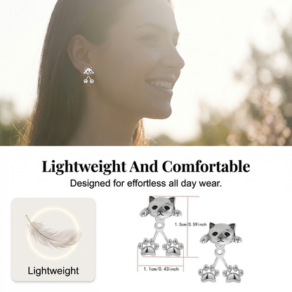📢📢50% OFF !! ⏰🐱 3D Cute Peeking Cat Stud Earrings – Playful Front-Back Design, Vintage Silver Finish & Lightweight Comfort ✨