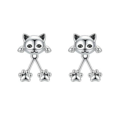 📢📢50% OFF !! ⏰🐱 3D Cute Peeking Cat Stud Earrings – Playful Front-Back Design, Vintage Silver Finish & Lightweight Comfort ✨
