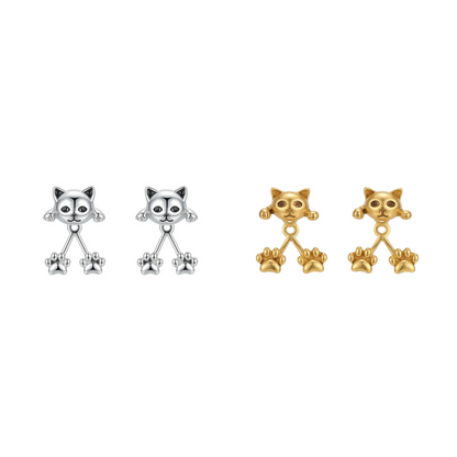 📢📢50% OFF !! ⏰🐱 3D Cute Peeking Cat Stud Earrings – Playful Front-Back Design, Vintage Silver Finish & Lightweight Comfort ✨