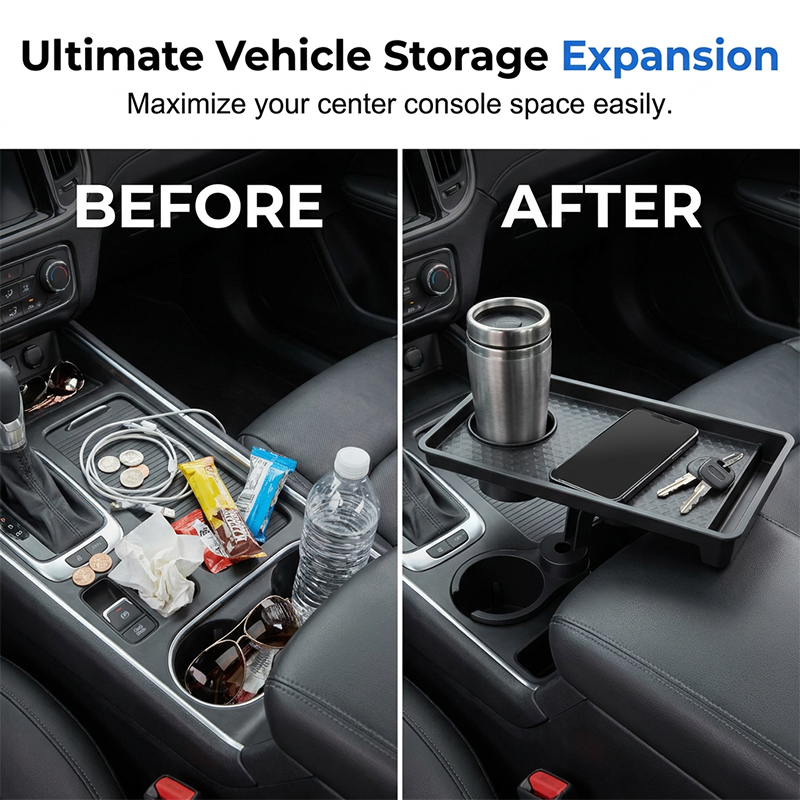 🚗 Coffee. Snacks. Phone. One tray. Cup holder expander that turns your drink spot into a mini table. 😎