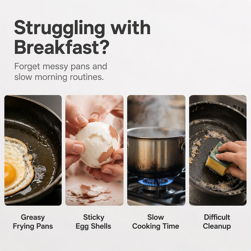 🥚 Perfect Poached Eggs in 2 Mins – No Oil, No Explosion. Microwave Egg Cooker with Splash-Proof Lid.
