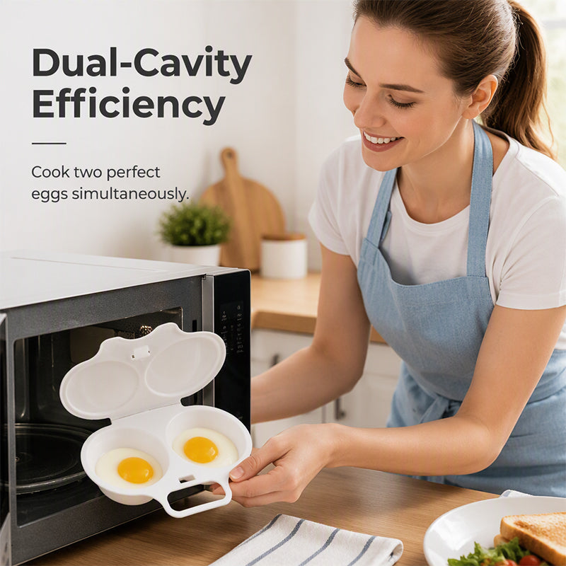 🥚 Perfect Poached Eggs in 2 Mins – No Oil, No Explosion. Microwave Egg Cooker with Splash-Proof Lid.