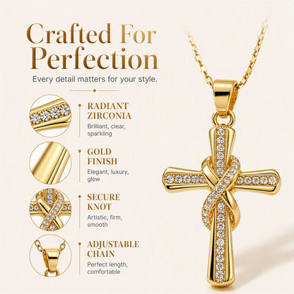 ⏳Limited-time 50% off⏰Women's Sparkling Twisted Knot Cross Pendant Necklace✝️📿