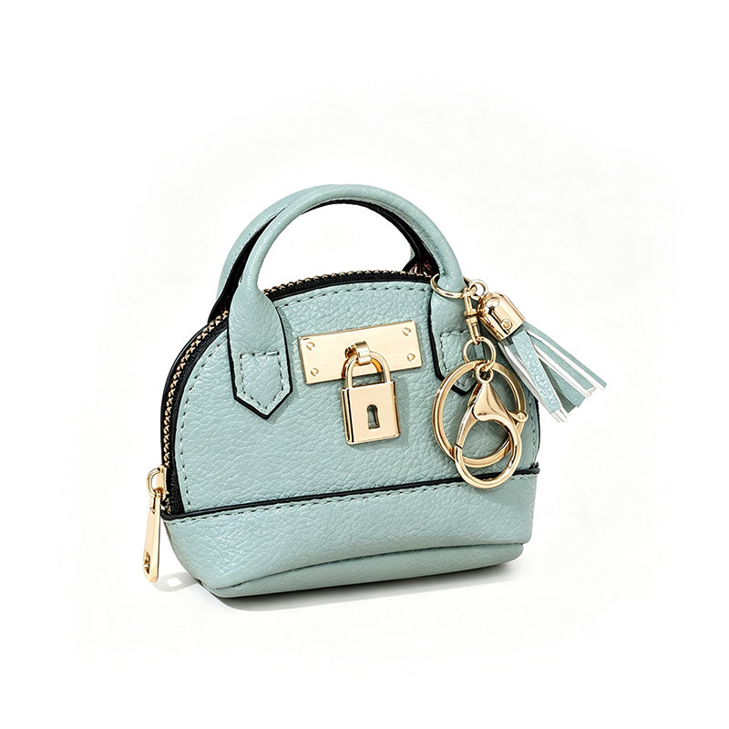 🎉 LIMITED TIME 50% OFF! 🐚 Mini Shell Bag Keychain – PU Leather Lipstick Coin Purse with Golden Padlock & Tassel ✨