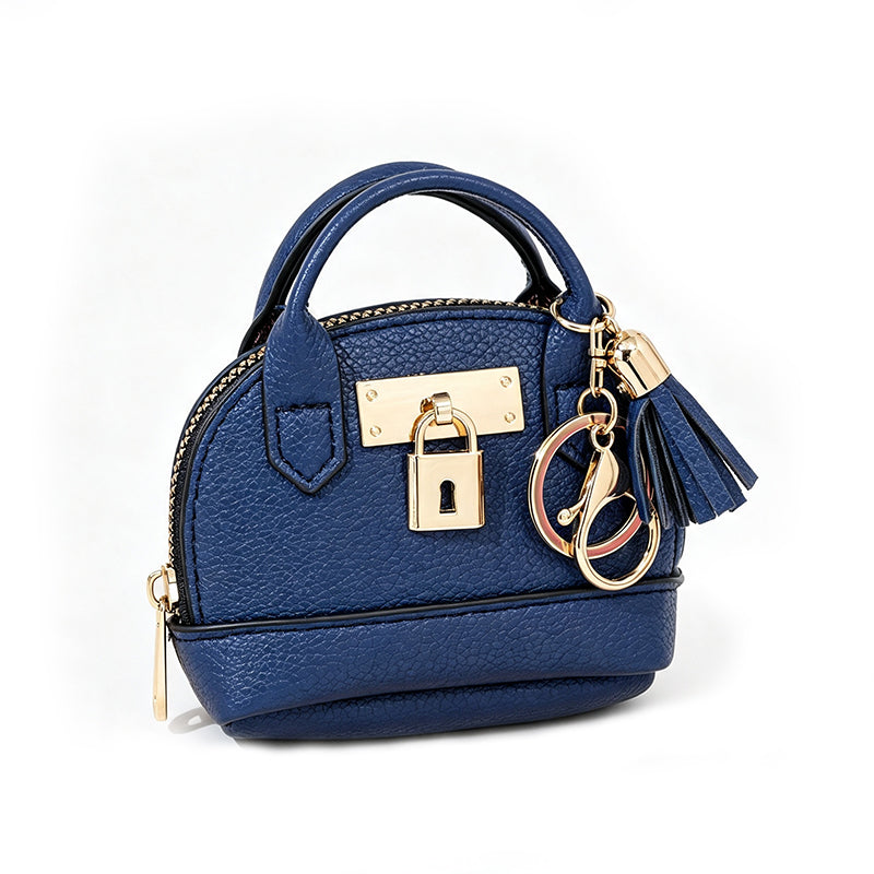 🎉 LIMITED TIME 50% OFF! 🐚 Mini Shell Bag Keychain – PU Leather Lipstick Coin Purse with Golden Padlock & Tassel ✨