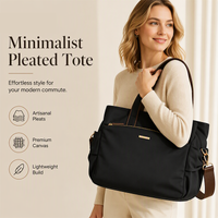 🎉 LIMITED TIME 50% OFF! 👜 Casual Canvas Tote Bag with Pleated Side Pockets for Women – Minimalist Design, 8-Zone Organization & Multi-Way Styling ✨