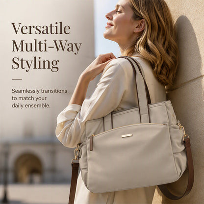🎉 LIMITED TIME 50% OFF! 👜 Casual Canvas Tote Bag with Pleated Side Pockets for Women – Minimalist Design, 8-Zone Organization & Multi-Way Styling ✨