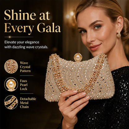 Elegant Pearl Clasp Evening Clutch Bag