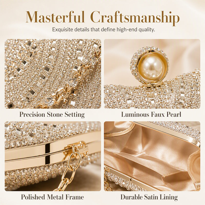 Elegant Pearl Clasp Evening Clutch Bag