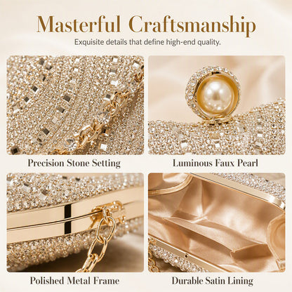 Elegant Pearl Clasp Evening Clutch Bag