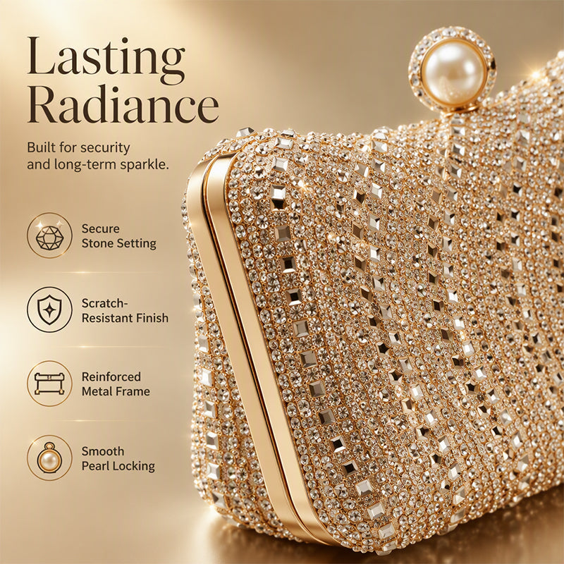 Elegant Pearl Clasp Evening Clutch Bag