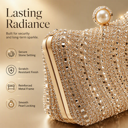 Elegant Pearl Clasp Evening Clutch Bag
