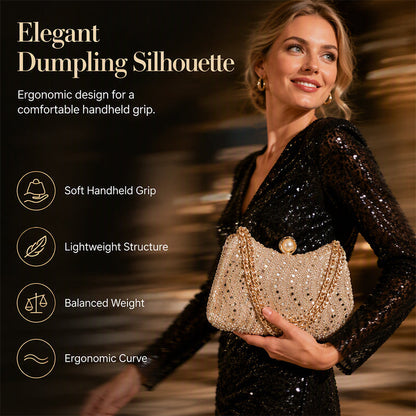 Elegant Pearl Clasp Evening Clutch Bag