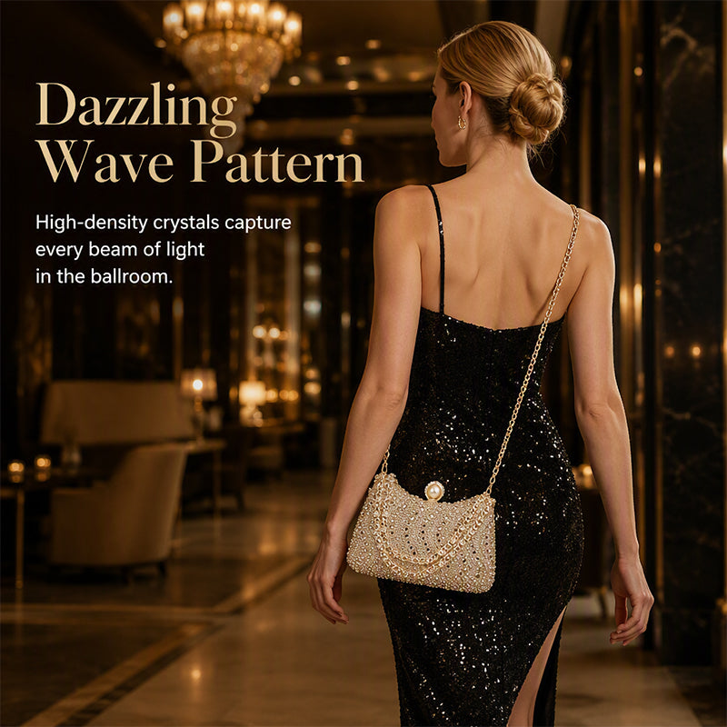 Elegant Pearl Clasp Evening Clutch Bag