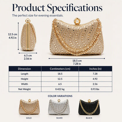 Elegant Pearl Clasp Evening Clutch Bag
