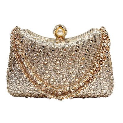 Elegant Pearl Clasp Evening Clutch Bag