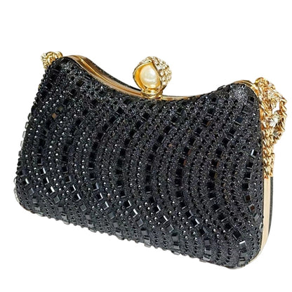 Elegant Pearl Clasp Evening Clutch Bag