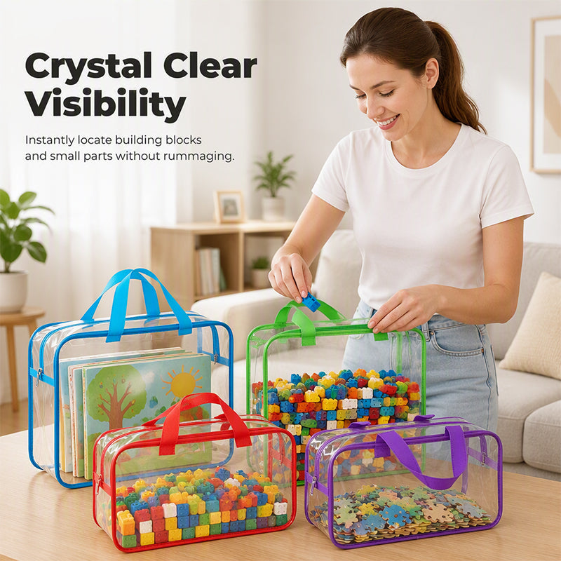 🧸 LIMITED TIME 50% OFF! Transparent PVC Toy Storage Bag – Clear Visibility, Waterproof & Durable – Keeps Blocks, Cars & Dolls Organized 🚗✨
