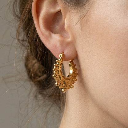 Vintage Stainless Steel Bohemian Hoop Earrings