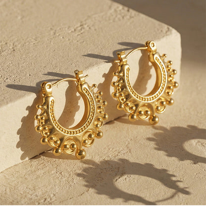 Vintage Stainless Steel Bohemian Hoop Earrings