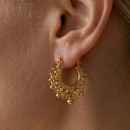 Vintage Stainless Steel Bohemian Hoop Earrings