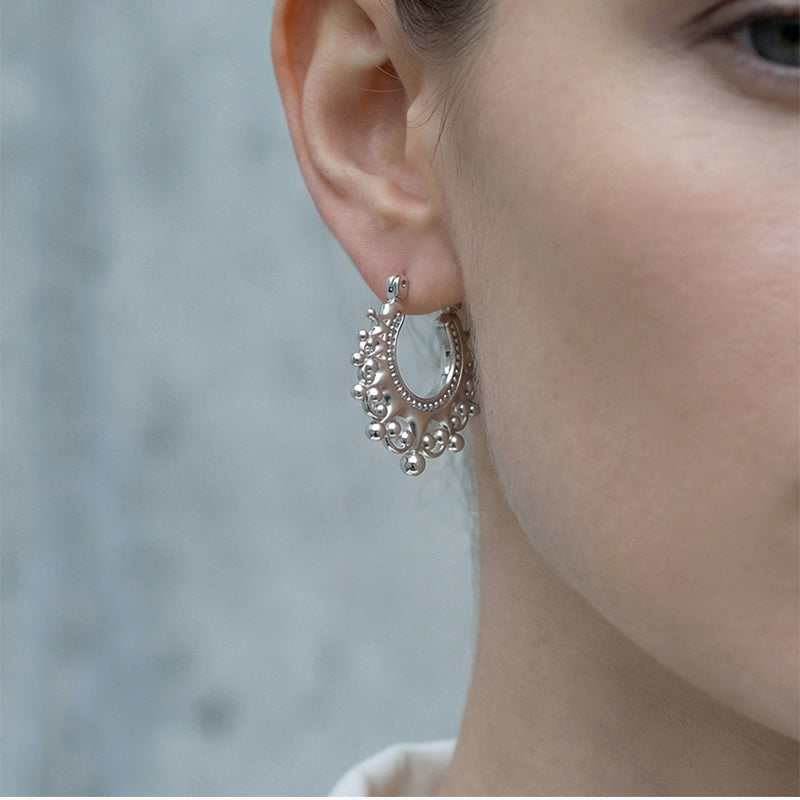 Vintage Stainless Steel Bohemian Hoop Earrings