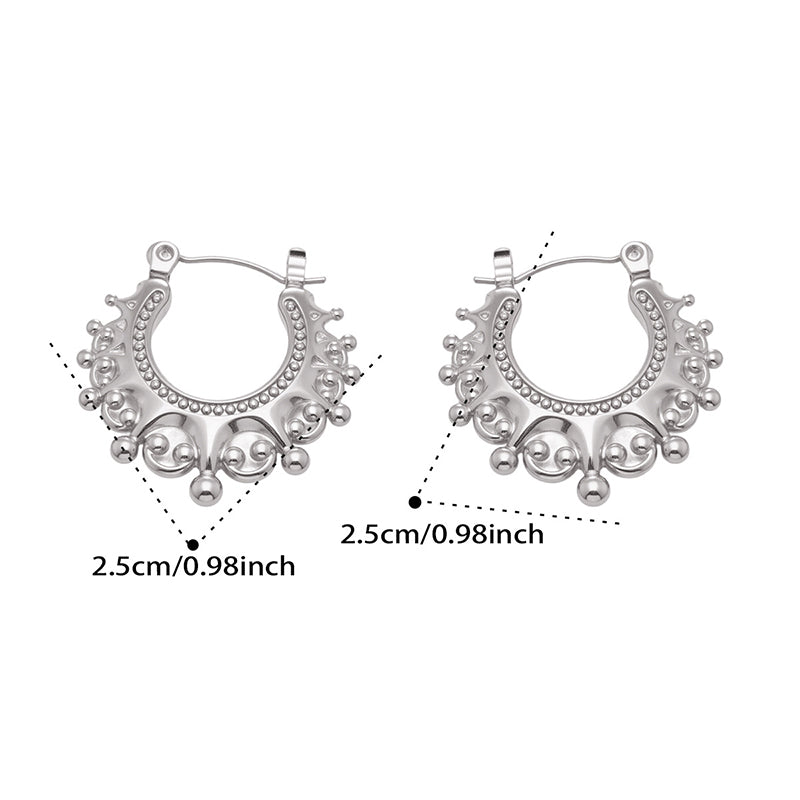 Vintage Stainless Steel Bohemian Hoop Earrings