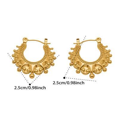 Vintage Stainless Steel Bohemian Hoop Earrings