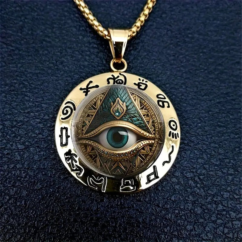 ⏳50% OFF! 👁️Vintage All Seeing Eye Pendant Zinc Alloy Necklace ✨