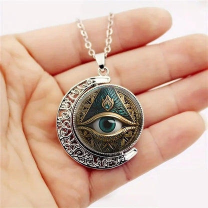 ⏳50% OFF! 👁️Vintage All Seeing Eye Pendant Zinc Alloy Necklace ✨