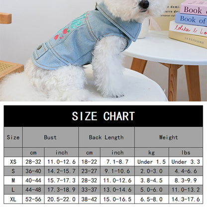 👗 Cute Princess Denim Dog Jacket – Stylish Adjustable Clothing for Small & Medium Dogs, Soft Washed Denim with Bow Accent 🐩✨