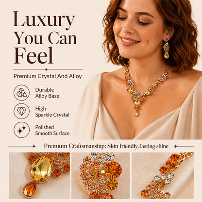 🎉 LIMITED TIME 50% OFF! 💎 Sparkling Rhinestone Necklace and Earrings Jewelry Set – Dazzling Crystal Accents & Elegant Matching Design ✨