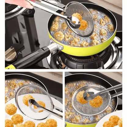 🍳 2026 Sale — Over 16,400 Sold! 🥢 2-in-1 Stainless Steel Food Tongs & Oil Strainer – Fine Mesh, Ergonomic Handle & Easy Clean 💫