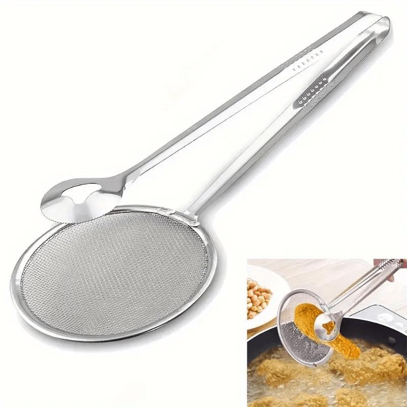 🍳 2026 Sale — Over 16,400 Sold! 🥢 2-in-1 Stainless Steel Food Tongs & Oil Strainer – Fine Mesh, Ergonomic Handle & Easy Clean 💫