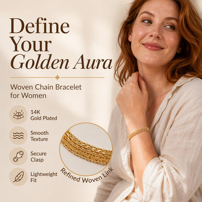 ✨ LIMITED‑TIME 50% OFF! 💫 14K Gold‑Plated Woven Mesh Bracelet – Glamorous, Eye‑Catching, Elegant ✨