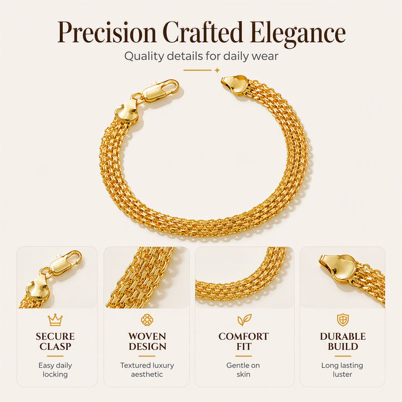 ✨ LIMITED‑TIME 50% OFF! 💫 14K Gold‑Plated Woven Mesh Bracelet – Glamorous, Eye‑Catching, Elegant ✨