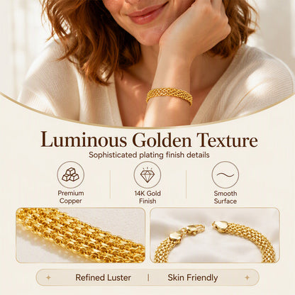 ✨ LIMITED‑TIME 50% OFF! 💫 14K Gold‑Plated Woven Mesh Bracelet – Glamorous, Eye‑Catching, Elegant ✨