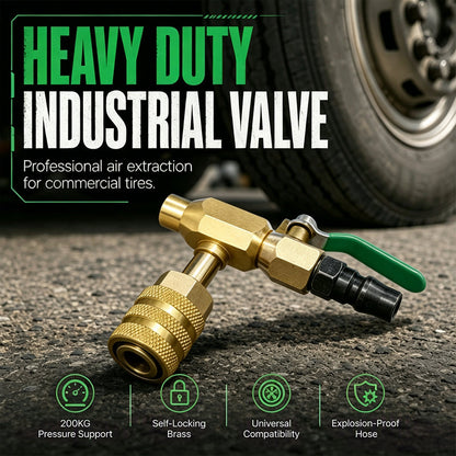 Brass Tire Deflation Valve with Self-Locking Chuck for Large Trucks