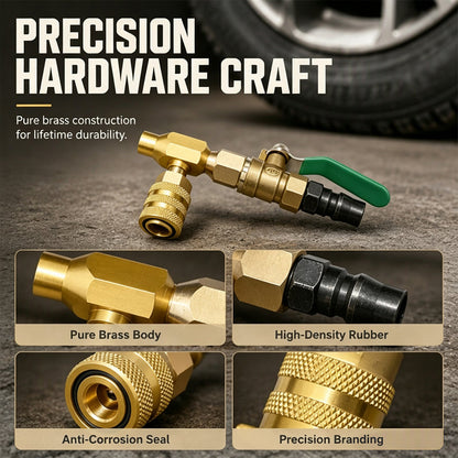 Brass Tire Deflation Valve with Self-Locking Chuck for Large Trucks