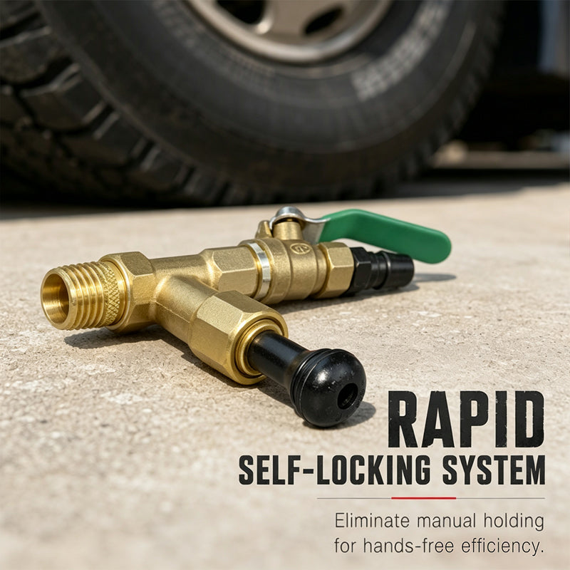 Brass Tire Deflation Valve with Self-Locking Chuck for Large Trucks
