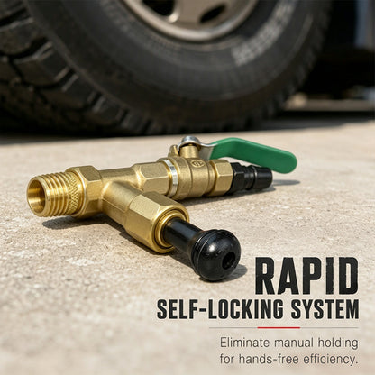 Brass Tire Deflation Valve with Self-Locking Chuck for Large Trucks