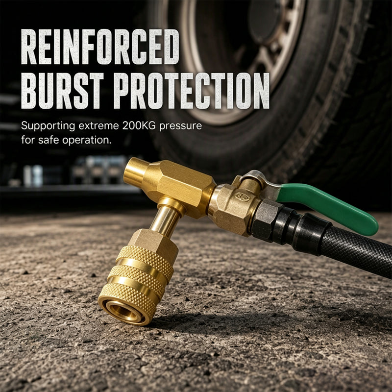 Brass Tire Deflation Valve with Self-Locking Chuck for Large Trucks