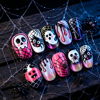📢📢50% OFF !!⏰ 30PCS 🎃Halloween Press-On Nail Set