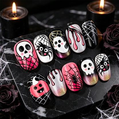 📢📢50% OFF !!⏰ 30PCS 🎃Halloween Press-On Nail Set