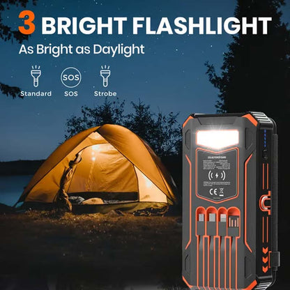 ⏳🔥LIMITED-TIME 50% OFF! ⏰☀️ Solar Power Bank – 20000mAh, Foldable 4-Panel Solar, IPX5 & LED Flashlight – For Camping & Emergencies 🏕️