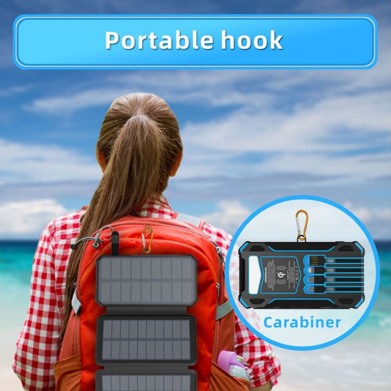 ⏳🔥LIMITED-TIME 50% OFF! ⏰☀️ Solar Power Bank – 20000mAh, Foldable 4-Panel Solar, IPX5 & LED Flashlight – For Camping & Emergencies 🏕️