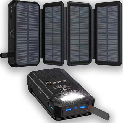 ⏳🔥LIMITED-TIME 50% OFF! ⏰☀️ Solar Power Bank – 20000mAh, Foldable 4-Panel Solar, IPX5 & LED Flashlight – For Camping & Emergencies 🏕️