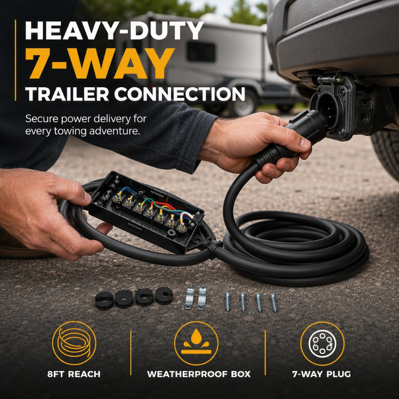 7-Way Trailer Wiring Harness with Weatherproof Junction Box