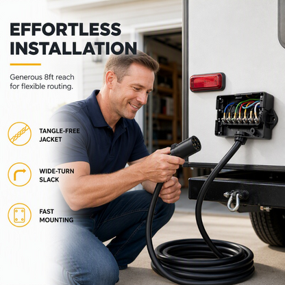 7-Way Trailer Wiring Harness with Weatherproof Junction Box