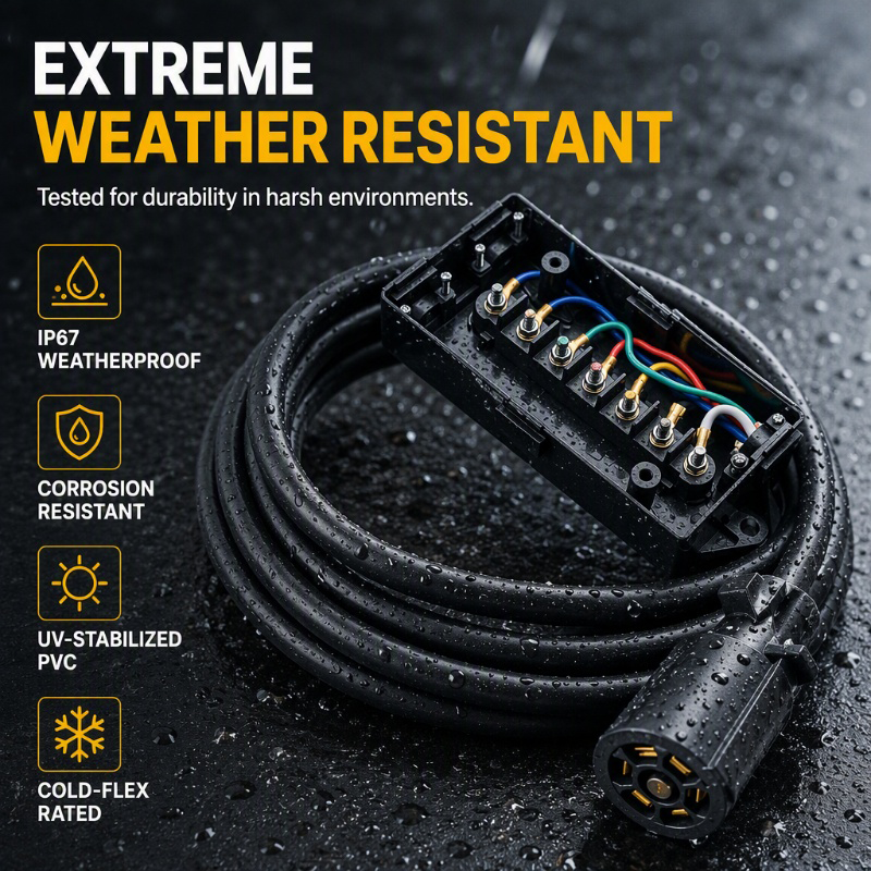 7-Way Trailer Wiring Harness with Weatherproof Junction Box